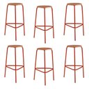 Ver imagem 1 de Kit 6 Banquetas para Cozinha com Base de Aço Cumbuca Vermelho/Marrome