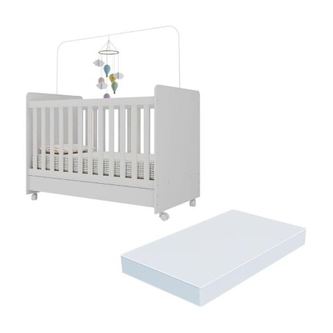 Berço Americano 3 em 1 com Colchão Incluso Chantilly Multimóveis Mp4299 Branco
