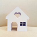 Ver imagem 1 de Casa Coração Decorativa Estatueta Casinha 10cm Quarto e Sala - Cor: Branco