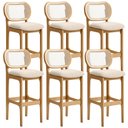 Ver imagem 1 de Kit 06 Banquetas Altas Para Cozinha Bancada Sala Tela Betta Fixa L02 Suede Bege - Lyam Decor