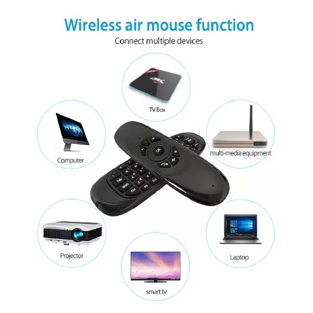 Controle Mini Teclado Mouse Wireless em LED 7 Cores Smart TV Kapbom Preto - 4