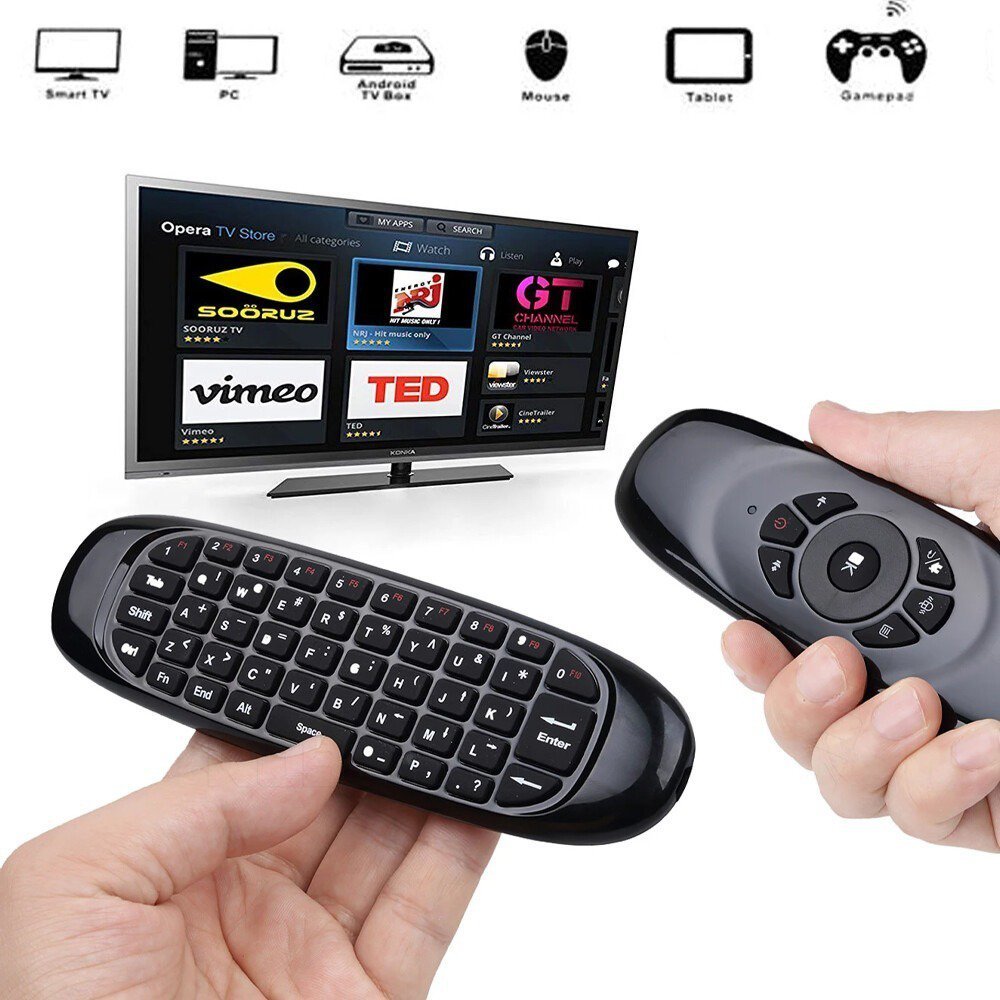 Controle Mini Teclado Mouse Wireless em LED 7 Cores Smart TV Kapbom Preto - 2