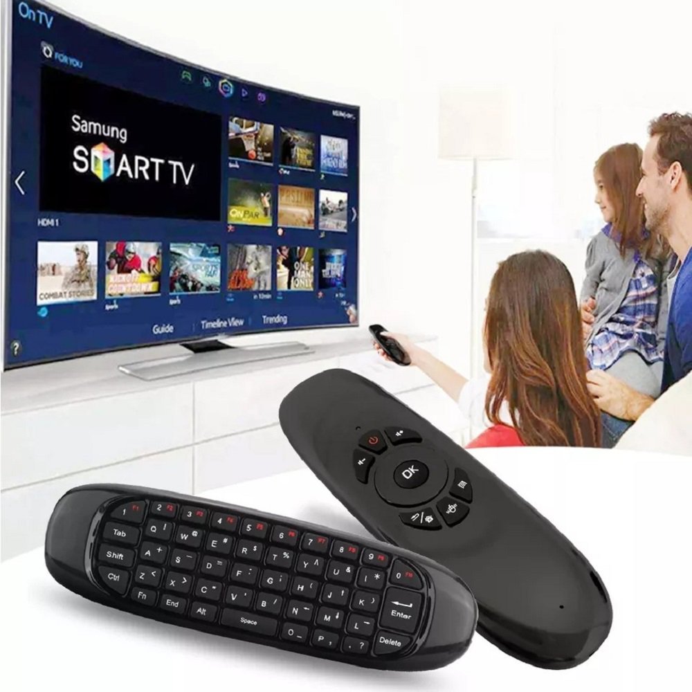Controle Mini Teclado Mouse Wireless em LED 7 Cores Smart TV Kapbom Preto - 1