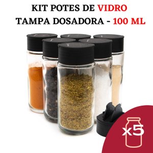 Kit Potes Temperos Condimentos Vidro Cozinha 100ml Pote