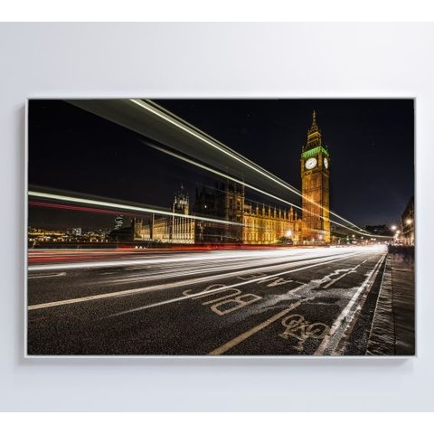 Quadro Relógio de Londres - 120x80 Cm - Tecido Canvas
