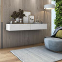 Ver imagem 2 de Aparador Eros 110 Suspenso com 2 Gavetas Estilo Minimalista para Sala Estar ou Escritório:branco