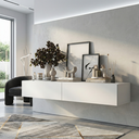 Ver imagem 5 de Aparador Eros 110 Suspenso com 2 Gavetas Estilo Minimalista para Sala Estar ou Escritório:branco