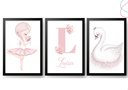 Ver imagem 1 de Quadros Decoração Quarto Menina Bailarina e Cisne com Vidro:preta