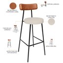 Ver imagem 4 de Kit 06 Banquetas Altas Cozinha Sala De Jantar Aço Milão L02 Couríssimo Camel Linho Cru - Lyam Decor