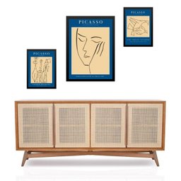 Set 3 Quadros Desenhos Picasso - Azul:moldura Preta - 1