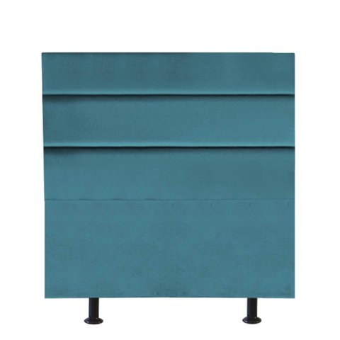 Cabeceira Estofada Cama Box Solteiro 90cm Argentina Corino Azul Turquesa- Mabe Magazine