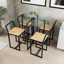 Ver imagem 1 de Conjunto Mesa Vidro 4 Cadeiras Pequena Pinus Industrial Black