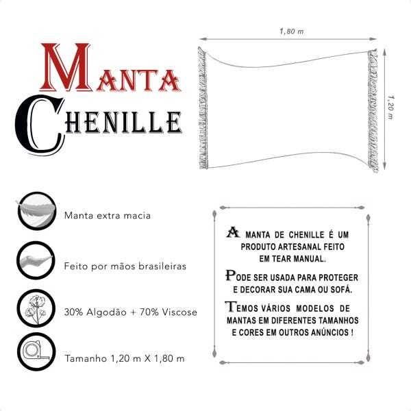 Manta Xale de Chenille com Franja 1,20x1,80M Cor:Cinza Grafite - 5