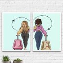 Ver imagem 1 de Kit 2 Quadros Melhores Amigas Viajantes 24x18cm - com Vidro:madeira Preta