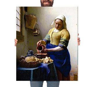 Quadro Decorativo Johannes Vermeer A Leiteira:Grande 77x64cm/Chassi com Borda Infinita