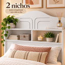 Ver imagem 2 de Cabeceira de Solteiro 0,90 para Cama Box com Prateleira e 2 Nichos em MDF