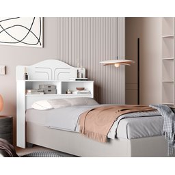 Cabeceira 100% Mdf Cama Box Solteiro 2 Nichos Robusta:branco - 5