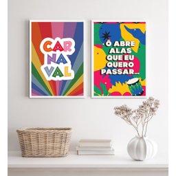 Kit 2 Quadros Decorativos Carnaval- Ô Abre Alas 24x18cm:madeira Branca - 1