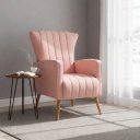 Ver imagem 1 de Poltrona Pés Palito Decorativa Melinda Sala Veludo:rosa/liso