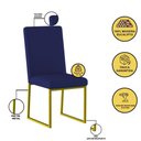 Ver imagem 4 de Kit 4 Cadeiras para Mesa de Jantar Base Industrial Dourado Balaqui Azul Marinho