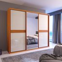 Ver imagem 1 de Guarda Roupa Casal Essenza 3 Portas de Correr 4 Gavetas MDF Naturale-Off Bom Pastor Móveis 245cm