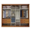 Ver imagem 3 de Guarda Roupa Casal Essenza 3 Portas de Correr 4 Gavetas MDF Naturale-Off Bom Pastor Móveis 245cm