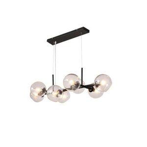 Lustre Pendente Moderno Jabuticaba 8 Lâmpadas Preto Sala Cozinha Mesa Jantar Área Gourmet