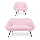 Ver imagem 1 de Kit 01 Namoradeira 02 Lugares e 01 Poltrona Giovana Suede de Ferro Rosa Bebê