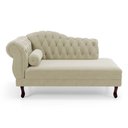 Ver imagem 2 de Divã Recamier Chaise Longue Lavínia 150cm Capitonê Pés de Madeira Courino Bege - Desk Design