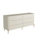Ver imagem 2 de Cômoda com 6 Gavetas 178cm Pés em Metal 100% Mdf Cor:luna com Dourado