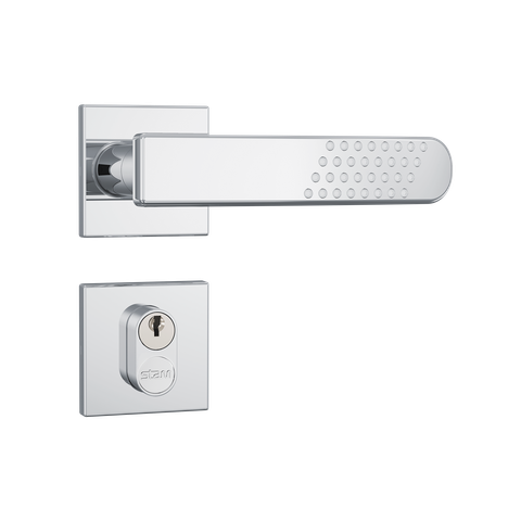Fechadura Stam Externa 803/21 Cromado Roseta Quadrada de Inox