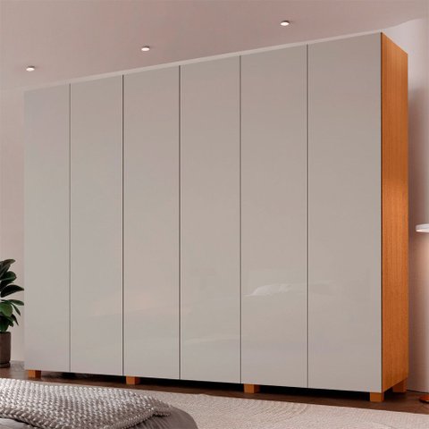 Guarda Roupa Casal Coliseu 100 Mdf 6 Portas e 6 Gavetas com Pés Moderna Mobília