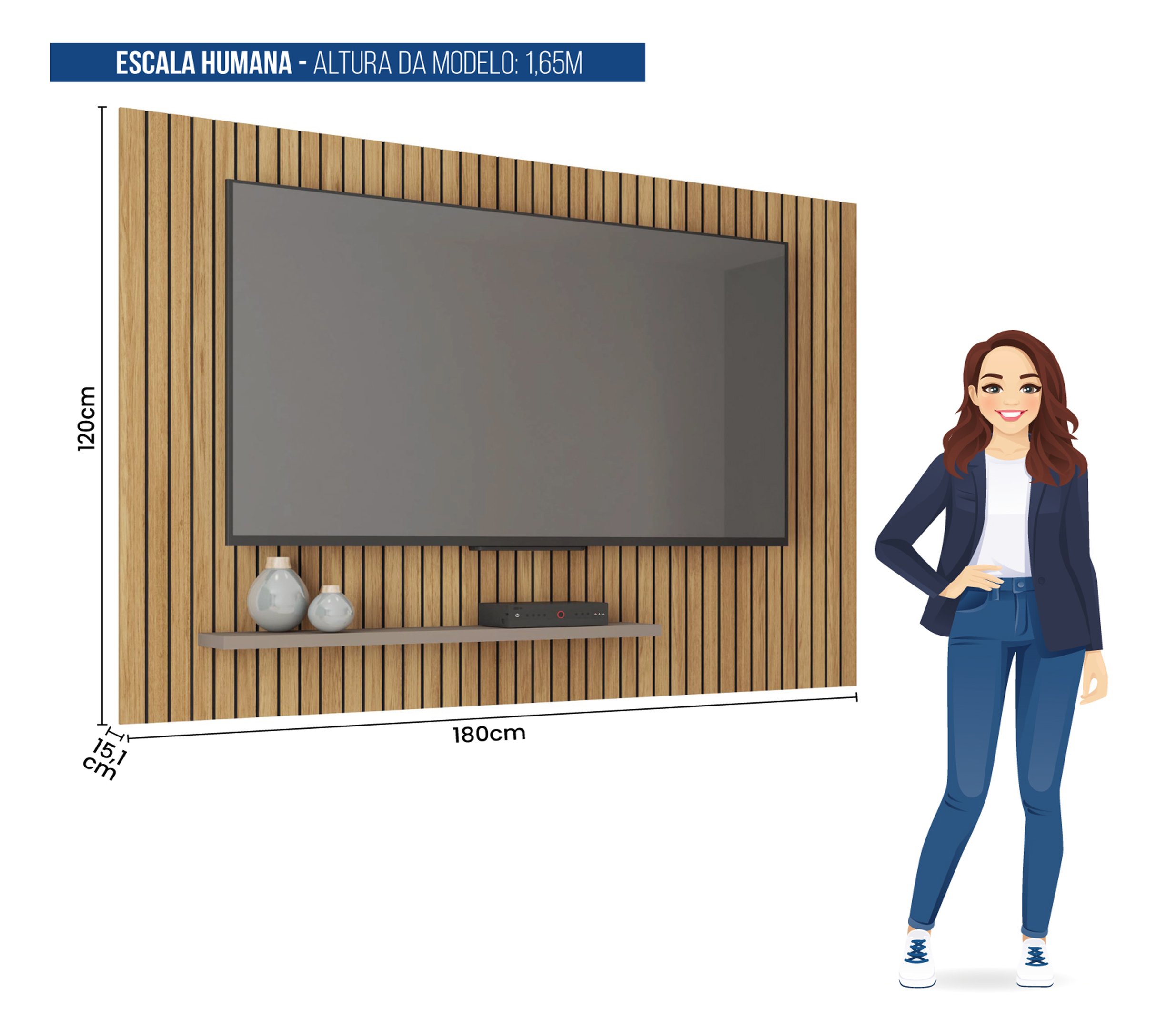 Painel para Tv Aegon para Sala e Quarto Premium Rack Estilo Moderno Luxo Suspenso - 7