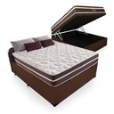 Ver imagem 1 de Cama Box Baú Casal 138 Tecido Sintético Marrom com Colchão Little Angel - Bello Box - Mola Superlast