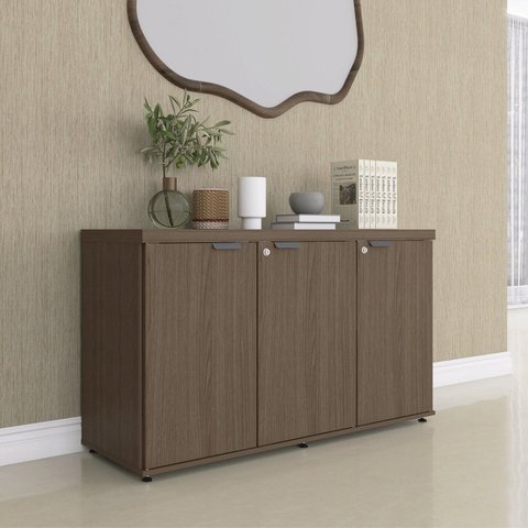 Armário para Escritório com 3 Portas PE40 Marrom/Walnut