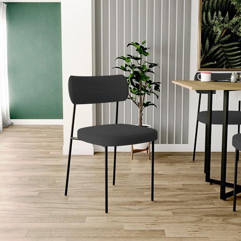 Kit 04 Cadeiras Decorativa para Sala de Jantar Melina L02 Bouclê Preto - Lyam Decor