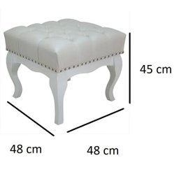 Puff Closet Multiuso Pequeno Madeira Maciça Branco com Tachas Luna - 4