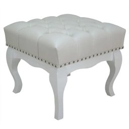 Puff Closet Multiuso Pequeno Madeira Maciça Branco com Tachas Luna - 2