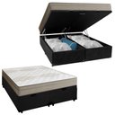 Ver imagem 1 de Cama Box Baú Casal Bipartido Suede + Colchão de Molas Ensacadas Portobel Ipanema -  138x188x66cm Cor