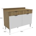 Ver imagem 2 de Armário Balcão de Cozinha 2 Portas e 2 Gavetas com Tampo 120cm Valencia Yescasa Marrom/Mel/Branco