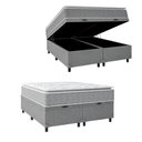 Ver imagem 1 de Cama Box Baú Casal Colchão Pillow 158x198x74cm Cinza/branco