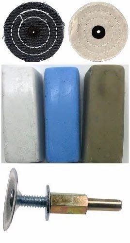 Kit Polimento 6pçs Furadeira Massas Aluminio Inox Rodas 3pol - 1