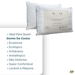 Travesseiro Toque de Pluma Neo Prime Camesa Ecopluma Conforto Hotel Antialérgico Percal Algodão 233  - 4