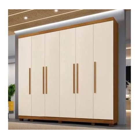 Guarda Roupa Casal 6 Portas Atlanta Benetil Móveis - Cinamomo/off