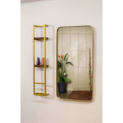 ESPELHO LUXO RETANGULAR RETRÔ 120X60CM BANHEIRO SALA QUARTO HALL MOLDURA DOURADO