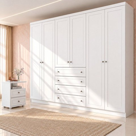 Conjunto Quarto Adulto Nova York Espresso Móveis Branco HP