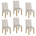 Ver imagem 1 de Kit 6 Cadeiras para Sala de Jantar Pés em Madeira Maciça Mari Branco/Cinamomo/Veludo Palha