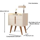 Ver imagem 3 de Mesa de Cabeceira Daiane Pés Palito Madeira Porta e Gaveta Perola - Comprar Moveis em Casa