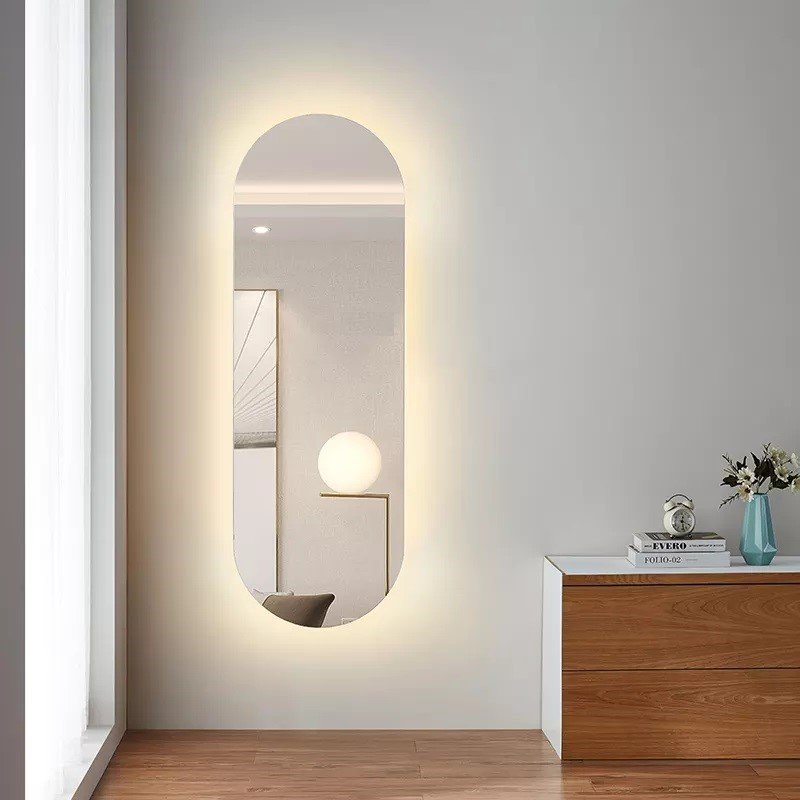 Espelho Lapidado Oval Iluminado com led quente - 60x150cm