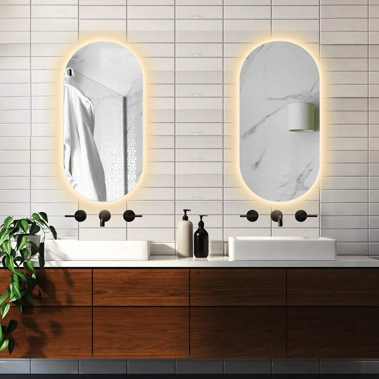 Espelho Lapidado Oval Iluminado com led quente - 60x150cm - 2